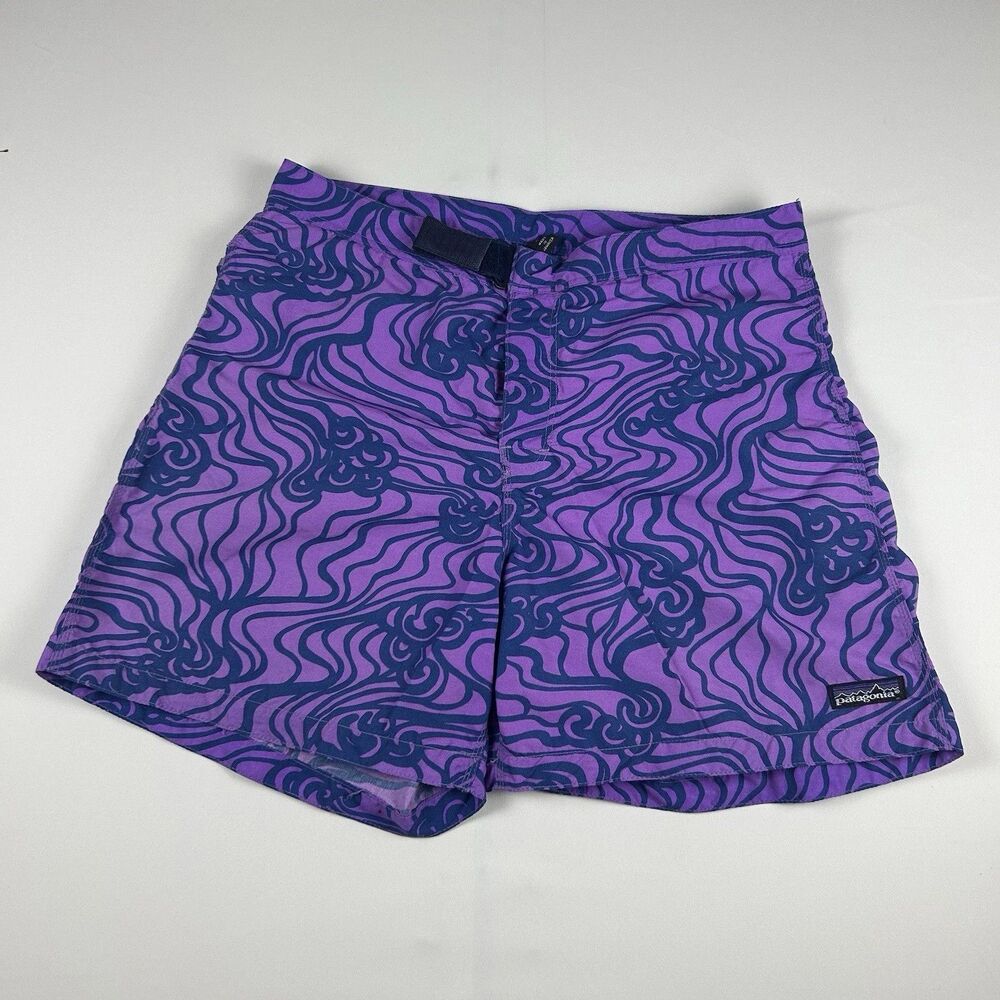 Patagonia Java River Shorts Wave flow 92 AOP Sz 32 Purple Vtg Baggies Swim Suit